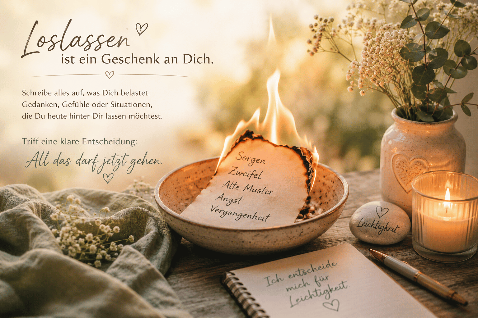 Ein kleines Feuer-Ritual loslassen im feuer