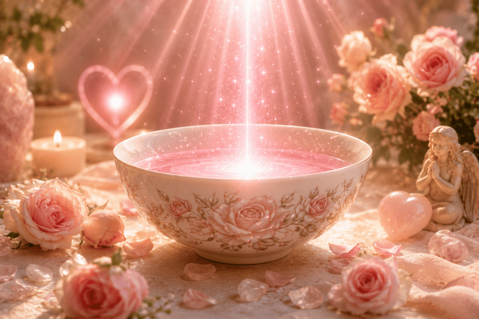 Die Mitte stärken magische rosa meditationsszene mit rosen