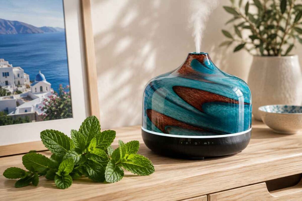mediterranes stillleben mit aroma diffuser