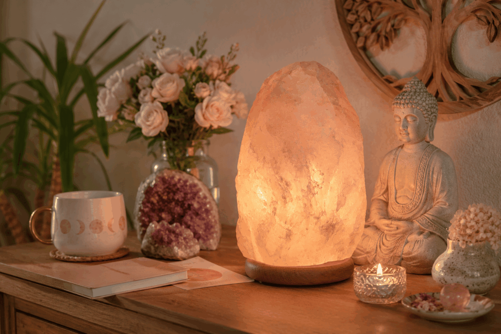 rosenquarz lampe