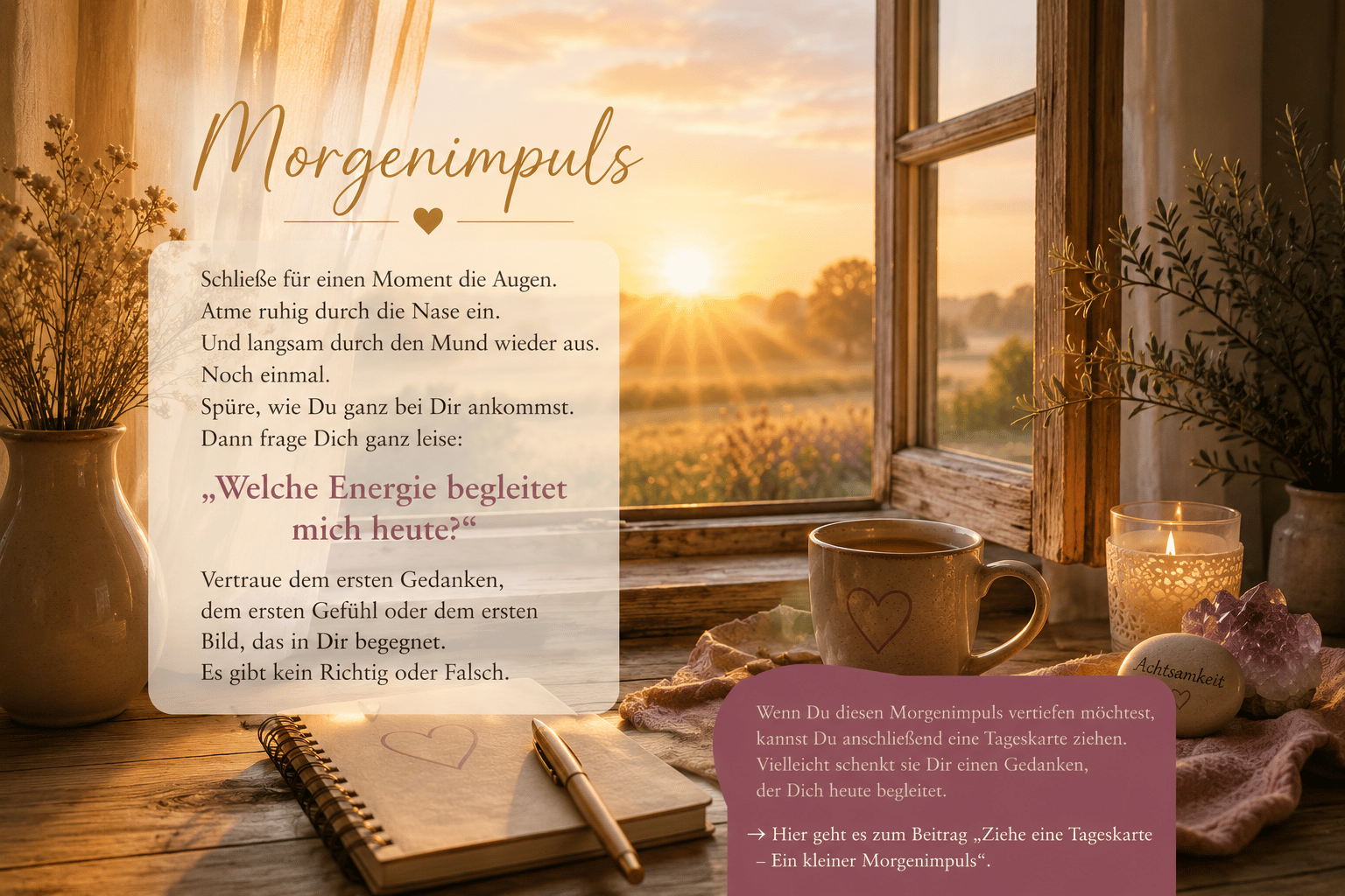 Morgenimpuls sanfter morgenimpuls mit sonnenlicht