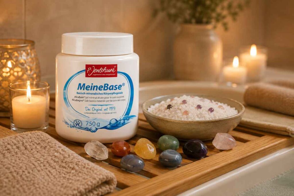warmes spa bad mit meinebase und kristallen