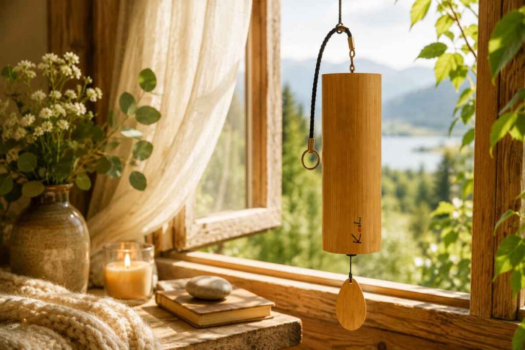 behagliches kaminlicht mit bambus windspiel (1)